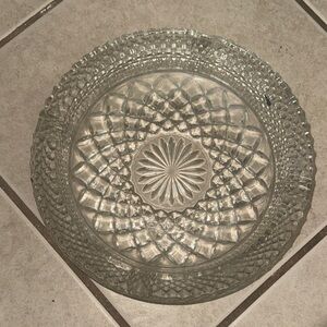 Vintage Anchor Hocking Wexford Clear Glass Ashtray Cigar/ Cigarettes 8 1/2”